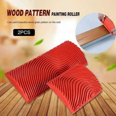 Mintiml Sikat Cat Pola Kayu Rubber Roller Brush Wood Imitation 2 PCS