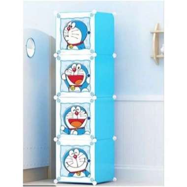 AA - LEMARI PLASTIK 1X4 LEMARI PAKAIAN PLASTIK SUSUN BONGKAR PASANG Doraemon