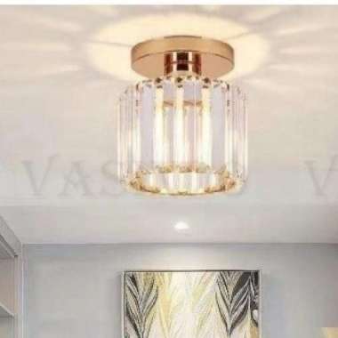 FL 123 LAMPU PLAFON KRISTAL BULAT MINIMALIS KLASIK MODERN VINTAGE EMAS