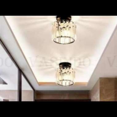 FL 123 LAMPU PLAFON KRISTAL BULAT MINIMALIS KLASIK MODERN VINTAGE Hitam