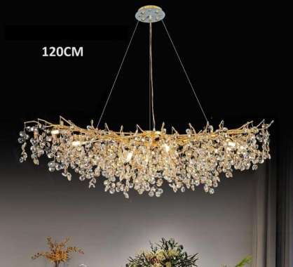FL 1685 LAMPU GANTUNG KRISTAL AKAR RANTING 120CM KLASIK MEJA MAKAN