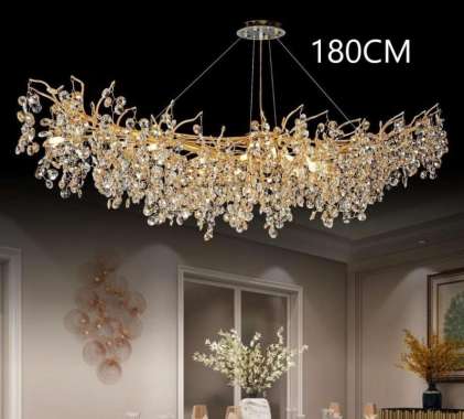 FL 1685 LAMPU GANTUNG KRISTAL AKAR RANTING 180CM KLASIK MEJA MAKAN