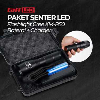 TaffLED Senter LED Flashlight Cree XM-P50 with Baterai and Charger