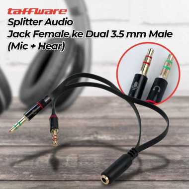 Taffware Splitter Audio Jack Female ke Dual 3.5mm Male (Mic+Hear)