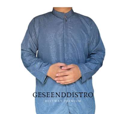 Baju Muslim Koko Embos Premium Pria Model Embos Lengan Panjang HITAM XL