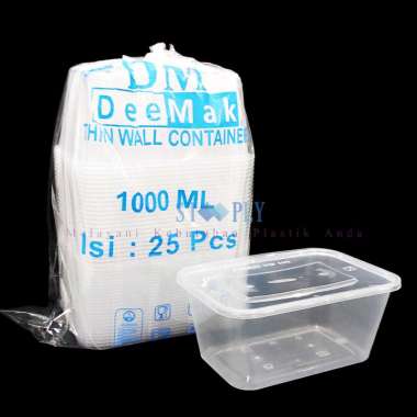 Kotak Makan Plastik Thinwall DM 1000ml Rec / DM 1000ml Persegi Panjang