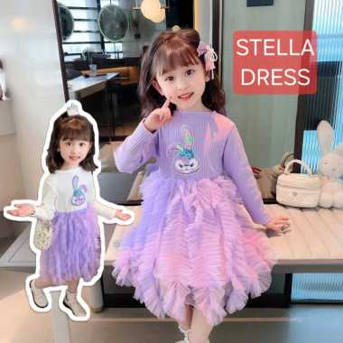 BAJUKIDDIE STELLA DRESS BAJU FASHION ANAK CEWEK ALA KOREA LUCU IMUT 150 WHITE