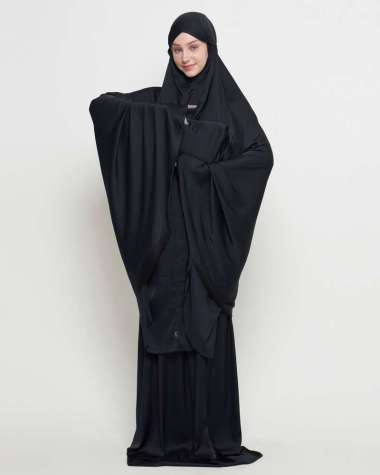 Zeta Scarves - Essential ZS Prayer Set - Mukena 2in1 - Mukena Polos Black