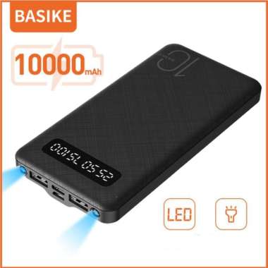 BASIKE 10000mah Powerbank Bola lampu LED ganda Keluaran USB ganda - Hitam Hitam