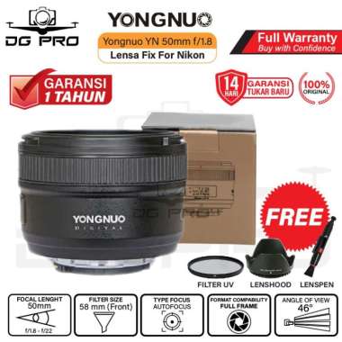 Yongnuo YN 50mm F1.8 Nikon - Lensa Fix Nikon Yongnuo YN 50mm PAKET BONUS