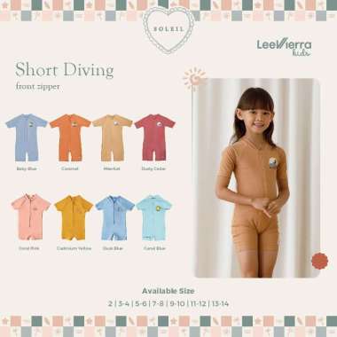 Soleil Short Diving Unisex Front Zipper, Baju Renang Anak 3-4 Meerkat