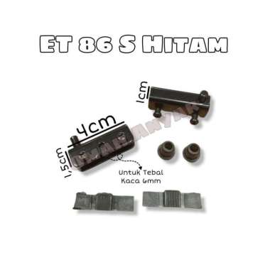 3 PASANG Engsel Penjepit Kaca ET 86 S Chrome Hitam ET 86 L/S Sekrup Bor SS ET 86 S Hitam