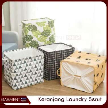 Keranjang Baju Kotor Laundry Bag Kotak Lipat Jumbo Model Serut Motif 31. CEMARA