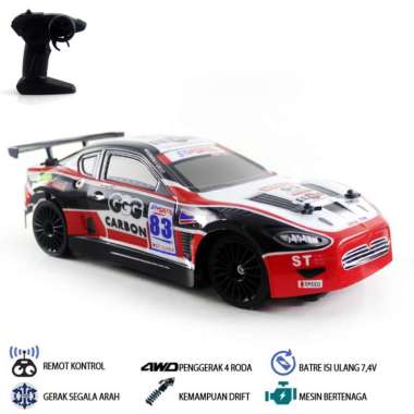 MAINAN MOBIL REMOT KONTROL RC DRIFT SUPERFAST TURBO Hitam