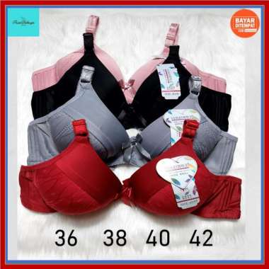 BH BRA Wanita Size 36-42 Tanpa Kawat YS-028 Kait 3 Bra Fashion Brukat 40/90 RANDOM