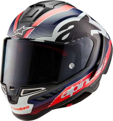 Helm Motor Full Face - Alpinestars R10 Carbon Team Red Fluo Blue Matt XL