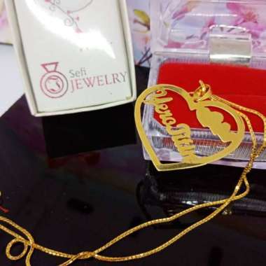 Kalung Emas Tua Asli Nama 23 Karat Cap A /Kalung Import /Kalung Murah /Kalung Korea /Kalung Inisial