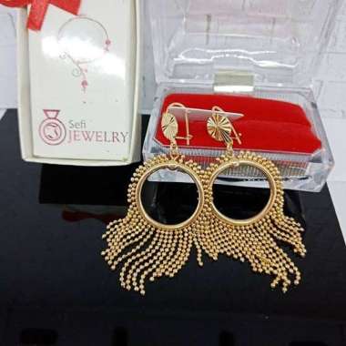 Anting Rumbai Lapis Emas 22 Karat /Anting Mutiara /Anting Lingkaran /Anting Tassel /Anting Tindik