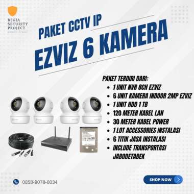 PAKET CCTV IP EZVIZ Indoor 6 Kamera C6N