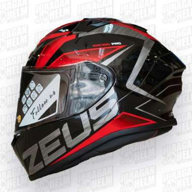 Zeus ZS826 ZS-826 BK3 BLACK/RED Helm Fullface Flat Visor M