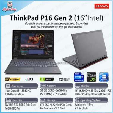 LENOVO THINKPAD P16 GEN 2 i9-13980HX 32GB RAM 1TB SSD RTX 5000 16GB 16" 4K UHD+