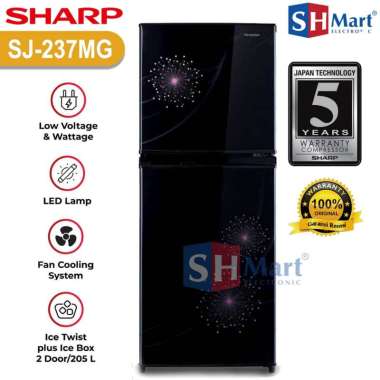 KULKAS SHARP 2 PINTU SJ-237MG / SJ237MG NO FROST GLOSSY DOOR SHARP GARANSI RESMI (MEDAN)