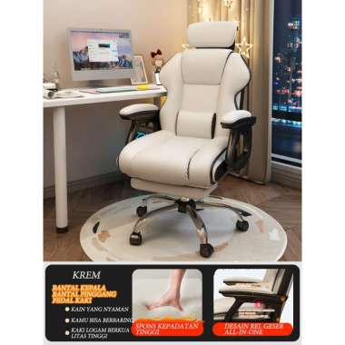 Yup Kursi Gaming Gamers Gaming Chair Kursi Kantor Kurs Krem+Pedal