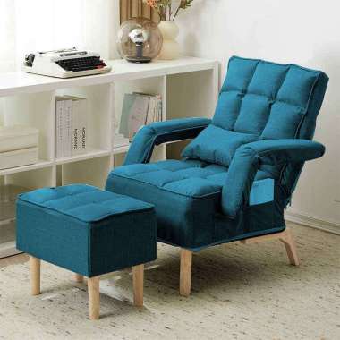Yup Kursi sofa rumah sofa lipat tempat tidur sofa lipa biru+Pedal kaki