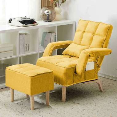 Yup Kursi sofa rumah sofa lipat tempat tidur sofa lipa kuning+Pedal kaki