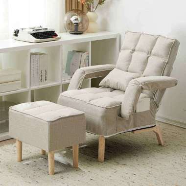 Yup Kursi sofa rumah sofa lipat tempat tidur sofa lipa Khaki+Pedal kaki