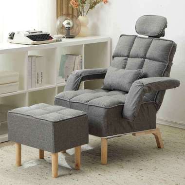 Yup Kursi sofa rumah sofa lipat tempat tidur sofa lipa abu-abu+Headrest