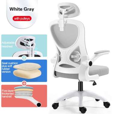Yup Kursi Kantor Kursi Meja Ergonomis Kursi Kantor Kur -Putih+Bantal