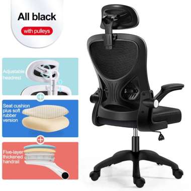 Yup Kursi Kantor Kursi Meja Ergonomis Kursi Kantor Kur 01-Hitam+Bantal