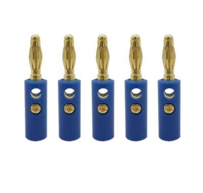 JACK BANANA MALE 4MM PLUG CONNECTOR GOLD PLATE BANANA PLUG Biru