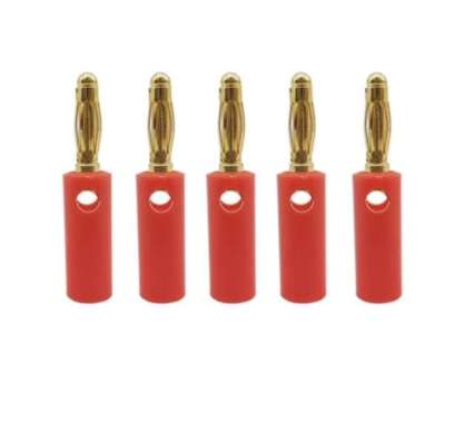 JACK BANANA MALE 4MM PLUG CONNECTOR GOLD PLATE BANANA PLUG Merah