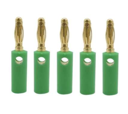JACK BANANA MALE 4MM PLUG CONNECTOR GOLD PLATE BANANA PLUG Hijau