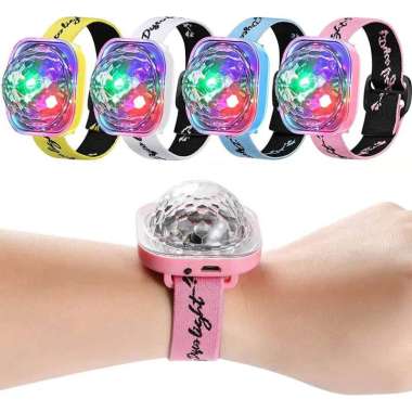 Gelang Lampu Kristal Disco USB Charge Banyak Mode Warna/ Bisa Ditempel Di Kaca - Lampu Tidur, Lampu 