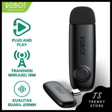 ROBOT RS20 Wireless Microphone bluetooth Wireless Connector 5.1 Clip On Jepit Type C
