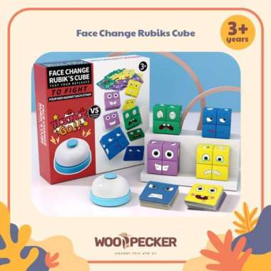 Woodpecker - Mainan rubik kayu face cube wooden edukasi anak