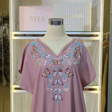 Syfa Rahman - Daster Daisy Viral Bordir Ruffle Jumbo Rayon Twill Kupu 2 Nude