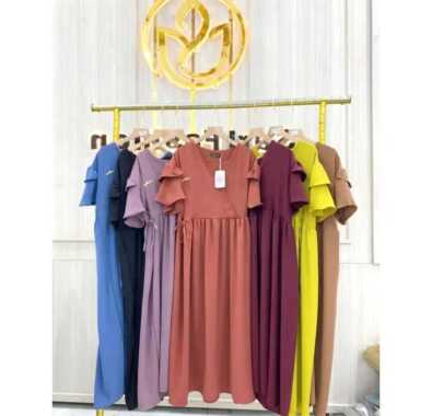 Daster Kimono Wanita - Daster Crinckle adem - Daster Panjang - Midi Daster Polos Bahan Crinckle GREY