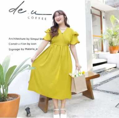 Daster Kimono Wanita - Daster Crinckle adem - Daster Panjang - Midi Daster Polos Bahan Crinckle LIME