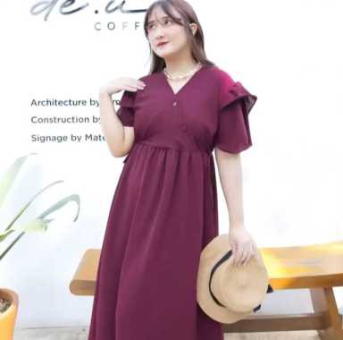 Daster Kimono Wanita - Daster Crinckle adem - Daster Panjang - Midi Daster Polos Bahan Crinckle MARU