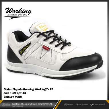 Working Sepatu Pria Jogging e T-12 Size 38 - 43 42 Putih