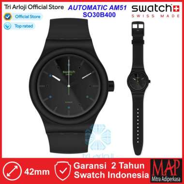 SWATCH SO30B400 Automatic AM51 Jam Tangan Pria Analog Original Swiss Made Otomatis