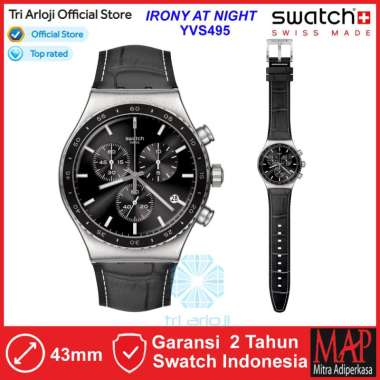 SWATCH YVS495 IRONY AT NIGHT Jam Tangan Pria Analog Chronograph Swiss Made