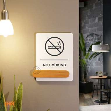 Sign No Smoking Kayu Akrilik - INPI House putih