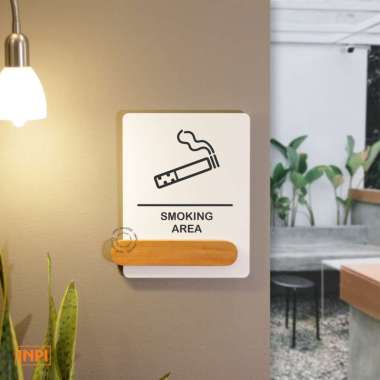 Sign Smoking Area Kayu Akrilik - INPI House putih