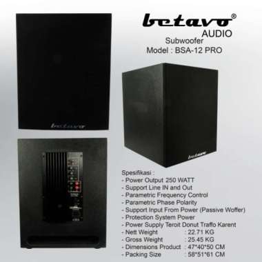 SUBWOOFER AKTIF BETAVO BSA-12 PRO 12 INCH PROFESIONAL AUDIO