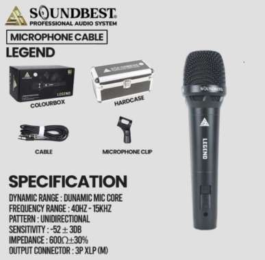 Mic Kabel SOUNDBEST LEGEND - Microphone Dynamic + Hardcase - Hitam Hitam